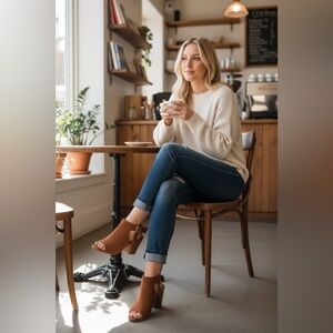 Elegant Tan Open-Toe Block Heel Sandals